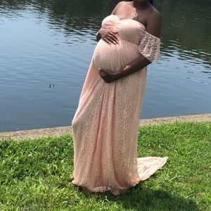 Pink laced Maternity Dress